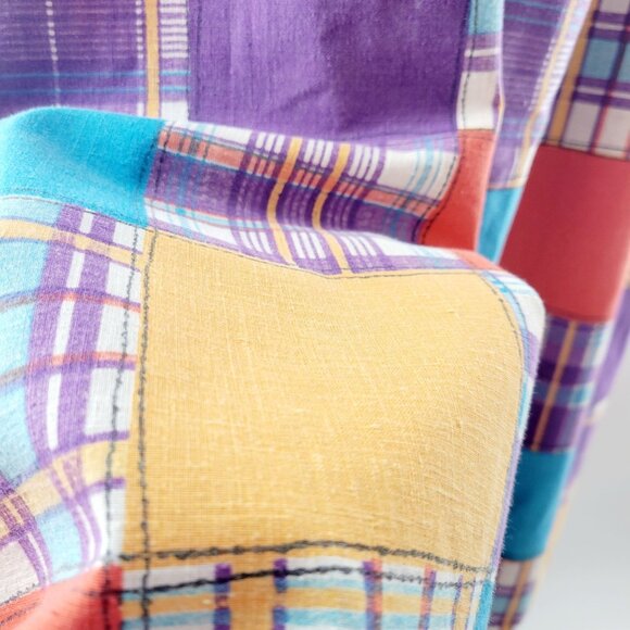 Vintage Periphery Designed by Arthur Williams Faux Patchwork Peasant Maxi Dress - Picture 6 of 12